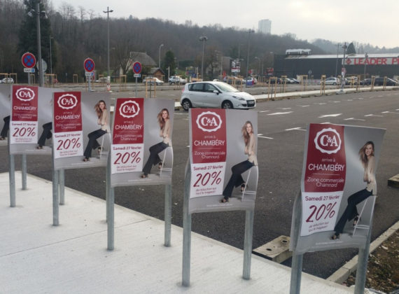 Affichage Board et street marketing pour C&A à Chambéry